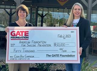 GATE COIN BOX CAMPAIGN RAISES $50,000 FOR AMERICAN FOUNDATION FOR SUICIDE PREVENTION