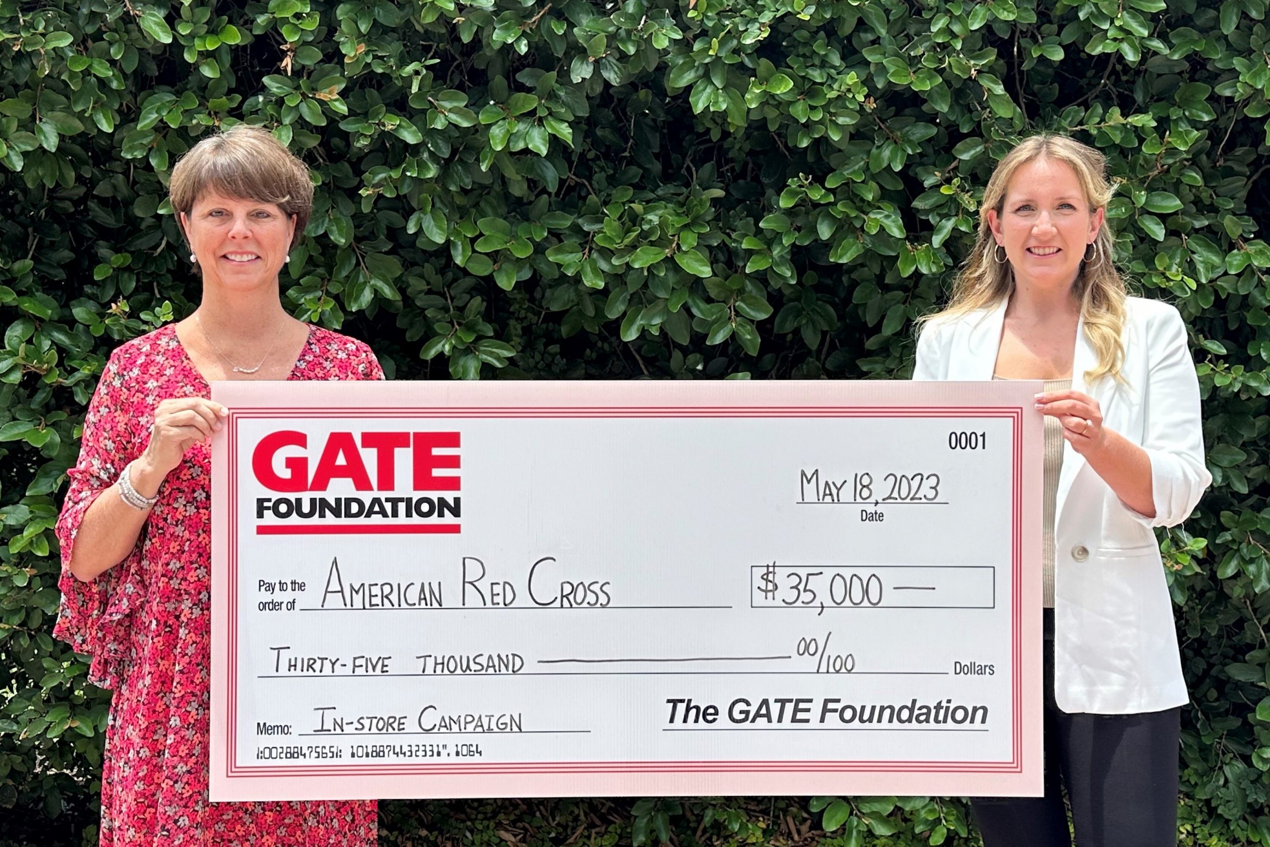 GATE STORES, FOUNDATION RAISE $35,000 FOR THE AMERICAN RED CROSS